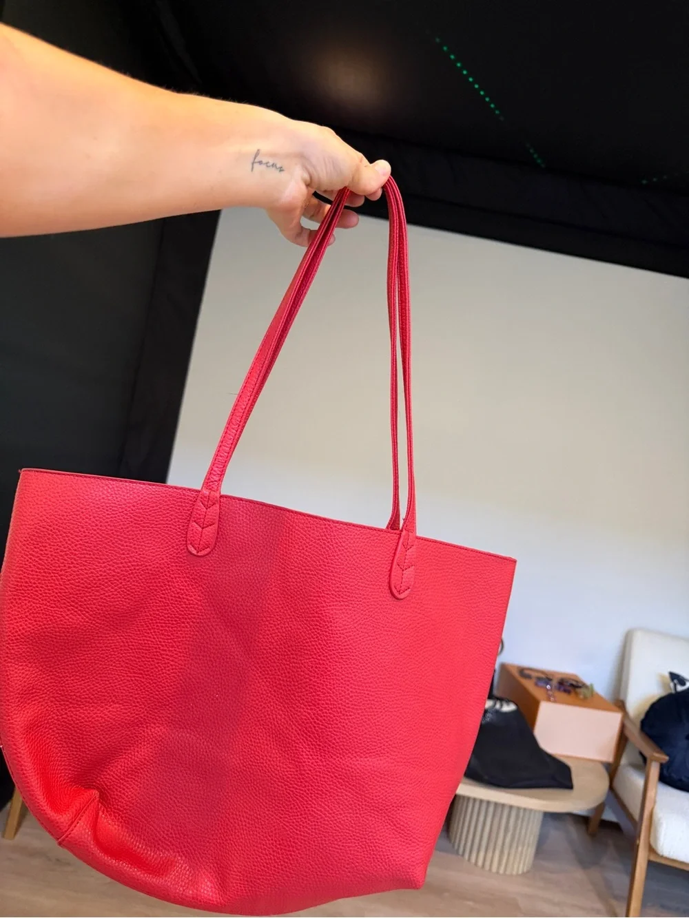 Red Leather Tote Bag - Women